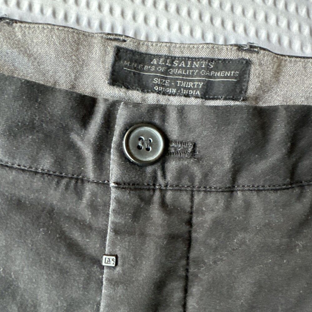 Mens All Saints Pipe Chino Trousers Size 30 Black